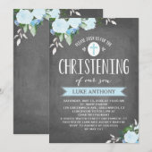 Panneaux floraux| Invitation de Christening (Devant / Derrière)