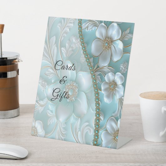 Panneaux turquoises de table florale (In SItu)