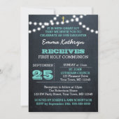 Panneaux Turquoises première communion Invitation (Devant)