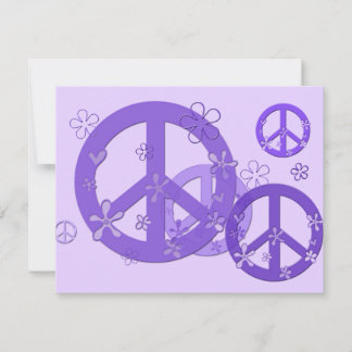 Panneaux violets de paix sur cartes et autocollant