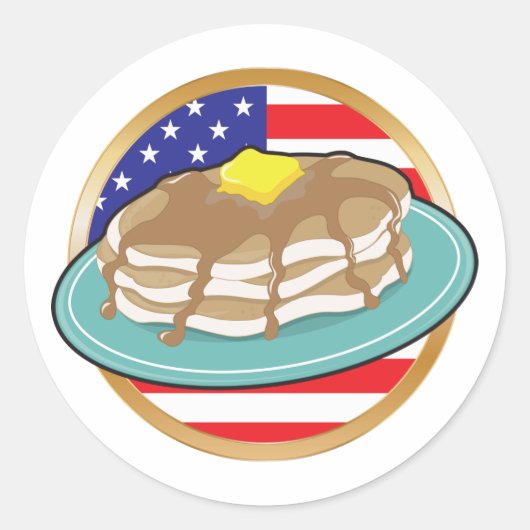 Pannenkoek Amerikaanse vlag Ronde Sticker (Voorkant)