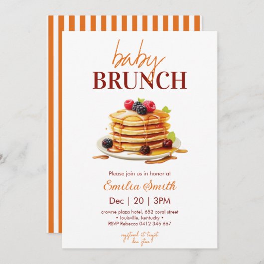 Pannenkoek Baby shower Kaart (Voorkant / Achterkant)