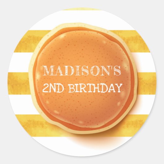 Pannenkoek en pyjama verjaardag dank u ronde sticker (Voorkant)