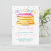Pannenkoek en pyjama verjaardagsuitnodiging PJ's P Kaart (Staand voorkant)