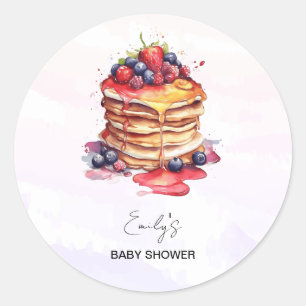 Pannenkoeken en fopspenen Brunch Baby shower Ronde Sticker