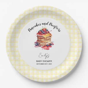 Pannenkoeken en fopspenen Gingham Plaid Baby showe Papieren Bordje