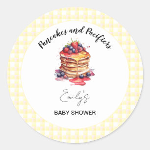 Pannenkoeken en fopspenen Gingham Plaid Baby showe Ronde Sticker