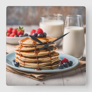 Pannenkoeken en Melk Vierkante Klok