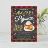 Pannenkoeken en pyjama kerstfeest kaart (Staand voorkant)
