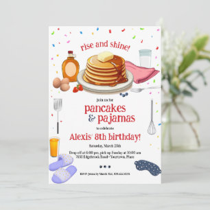 Pannenkoeken en pyjama ontbijtfeest kaart