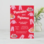 Pannenkoeken en pyjama roze brunch Verjaardag Kaart (Staand voorkant)