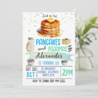 Pannenkoeken en pyjama Sleepover Verjaardag Uitnod