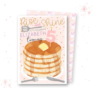 Pannenkoeken en pyjama Sleepover Verjaardag Uitnod Kaart