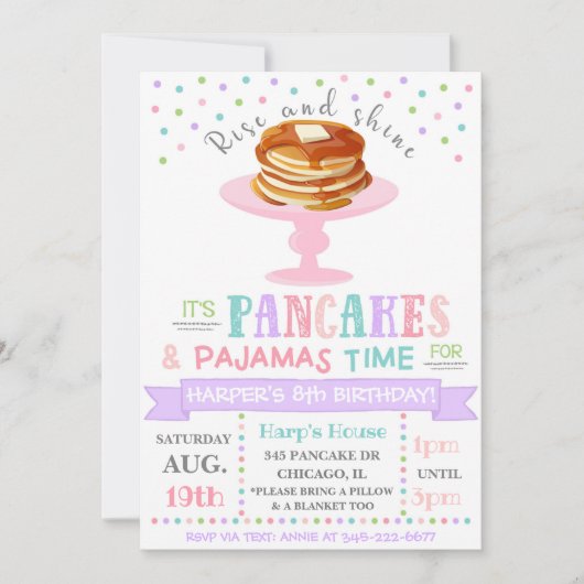 Pannenkoeken en pyjama-uitnodiging | Partij van Pa Kaart (Voorkant)