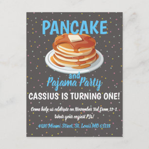 Pannenkoeken- en pyjamafeestje kaart
