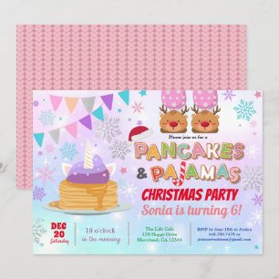 Pannenkoeken en pyjama's kerstverjaardagseenhoorn kaart