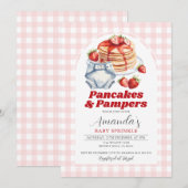 Pannenkoeken Luier Baby Shower Roze Gingham Kaart (Voorkant / Achterkant)