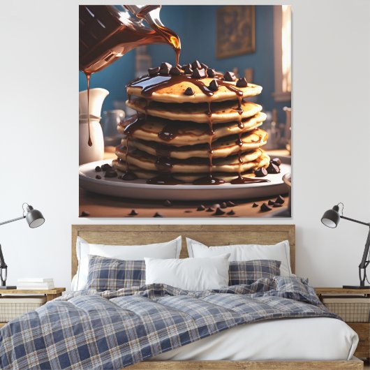 Pannenkoeken met chocoladeschilfers canvas afdruk (Insitu (Slaapkamer))