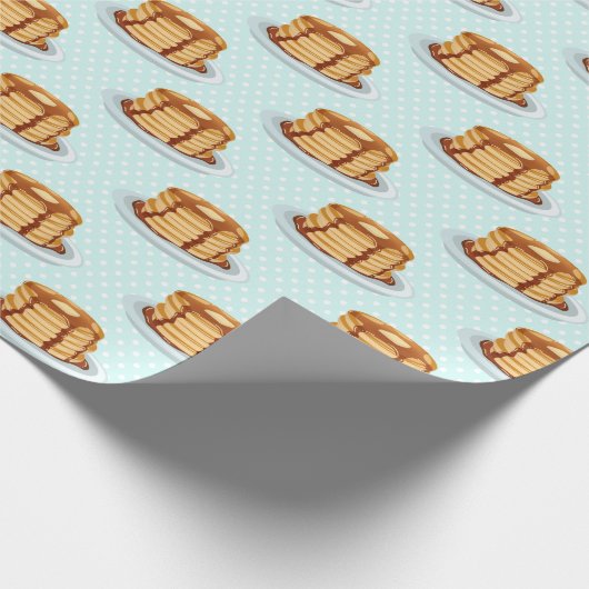Pannenkoeken met Maple Syrup en Polkadot Pattern Cadeaupapier (Hoek)