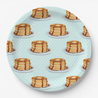 Pannenkoeken met Maple Syrup en Polkadot Pattern Papieren Bordje