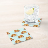 Pannenkoeken met Maple Syrup en Polkadot Pattern Vierkante Kartonnen Onderzetter (Insitu)