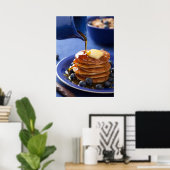 Pannenkoeken met stroop en bosbessen poster (Thuiskantoor)