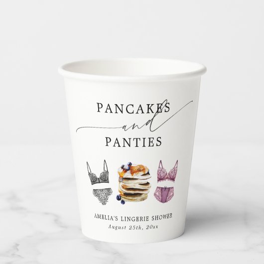 Pannenkoeken & Ondergoed Bruidsfeest Papieren Bekers (Achterkant)
