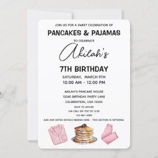 Pannenkoeken & Pyjama Verjaardag Meisje Party Uitn Kaart