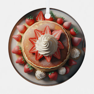 Pannenkoeken slagroom en aardbeien Kerstmis Metalen Ornament