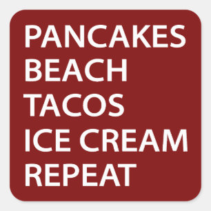 Pannenkoeken Strand Tacos Ijs Herhaal Vierkante Sticker