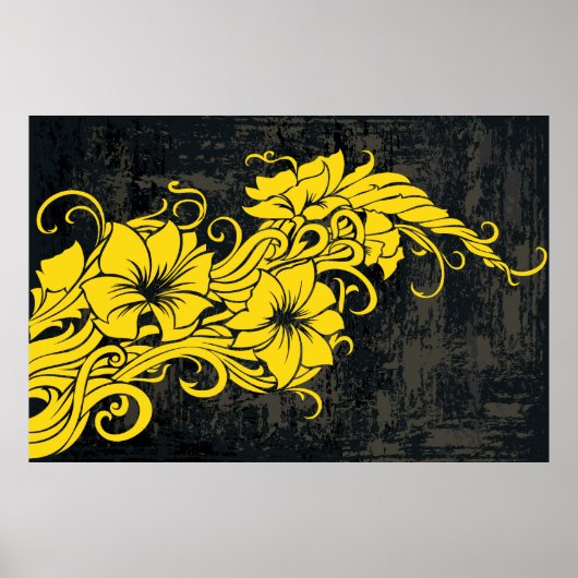Panno à décoration florale jaune moderne (Devant)