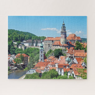 Panorama. Cesky Krumlov en het kasteel. Legpuzzel