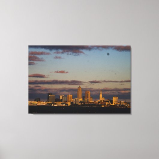 Panorama Cleveland Skyline Canvas Afdruk (Voorkant)