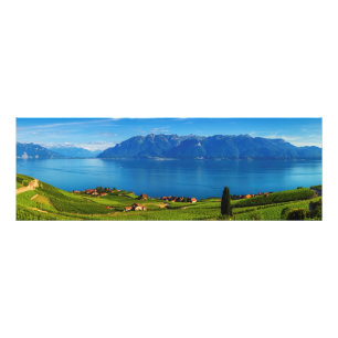 Panorama on Lavaux, Vaud, Zwitserland Foto Afdruk