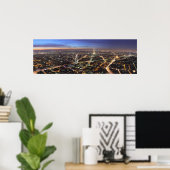 Panorama Paris Frankrijk bij nacht Poster (Thuiskantoor)