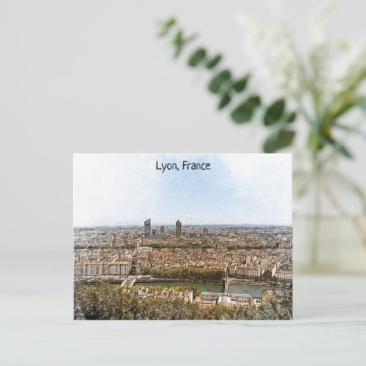 Panorama Uitzicht Lyon France Briefkaart (Staand voorkant)