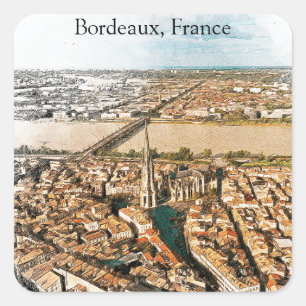 Panorama Uitzicht van Bordeaux France Vierkante Sticker