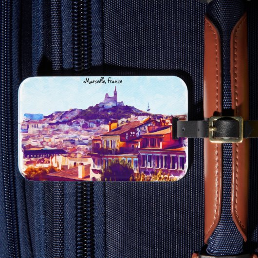 Panorama-Uitzicht van Marseille France Bagagelabel (Voorkant Insitu 4)