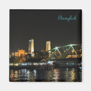 Panorama van Bangkok 's nachts Magneet