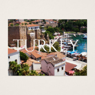 Panorama van de oude stad Kaleici van Antalya Post Visitekaartje