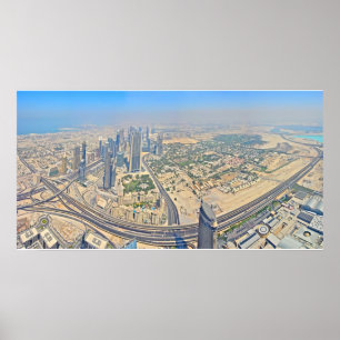 Panorama van Dubai op de Burj Khalifa Poster