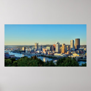 Panorama van het centrum van Pittsburg Poster