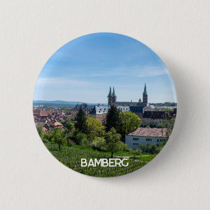 Panorama van het historische oude centrum van Bamb Ronde Button 5,7 Cm