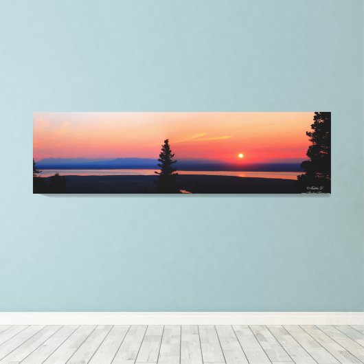 Panorama van zonsondergang over Eagle River, Alask Canvas Afdruk (Insitu (Houten vloer))