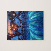 Panoramic Stained Glass Winter Village Legpuzzel (Horizontaal)