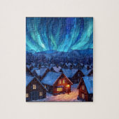 Panoramic Stained Glass Winter Village Legpuzzel (Verticaal)