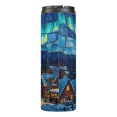 Panoramic stained glass winter village thermosbeker (Achterkant)
