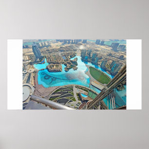 Panoramiek van het Khalifa Park op de Burj Khalifa Poster
