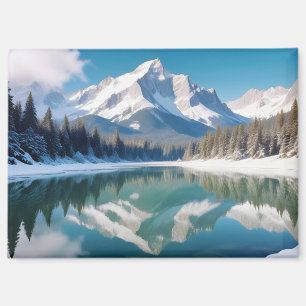 Panoramisch Landschap Bergen Lake Natuur rustig Magneet