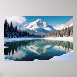 Panoramisch Landschap Bergen Lake Natuur rustig Poster